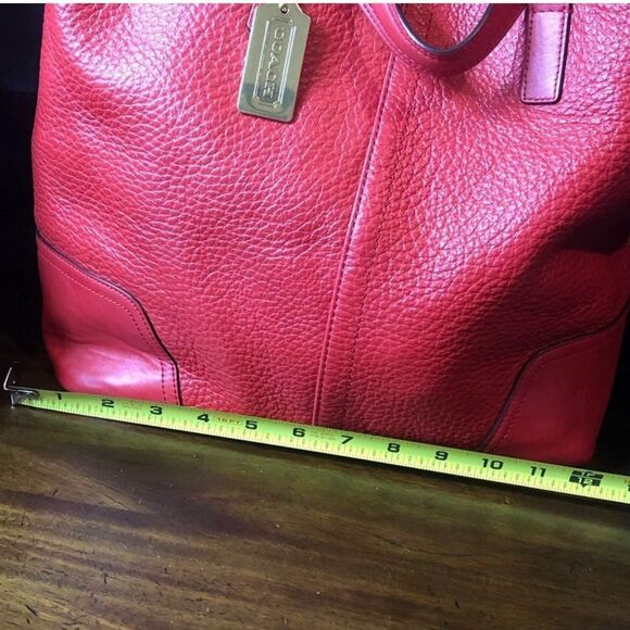 COACH Luxe Hadley Tumbled Red Leather Oversized Carry-On Shoulder Bag Satchel - Picture 14 of 15